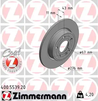 Диск тормозной ZIMMERMANN 400.5539.20