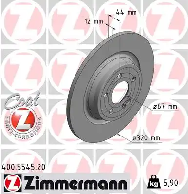 Диск тормозной задн mb a (w177) b (w247) 18- ZIMMERMANN 400.5545.20