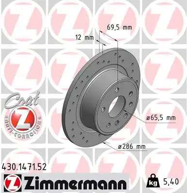 430.1471.52 ZIMMERMANN тормозные диски