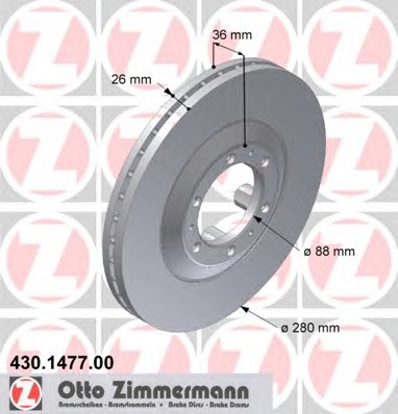 Диск тормозной ZIMMERMANN 430.1477.00