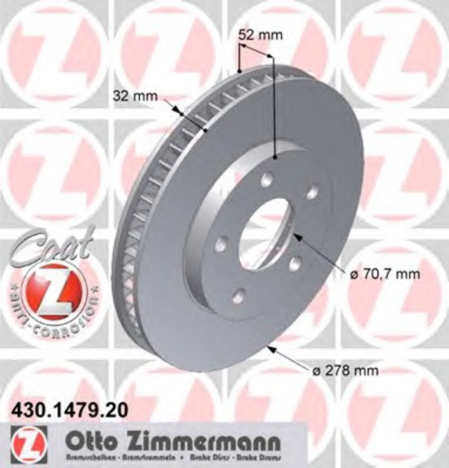 430.1479.20 ZIMMERMANN Диск тормозной