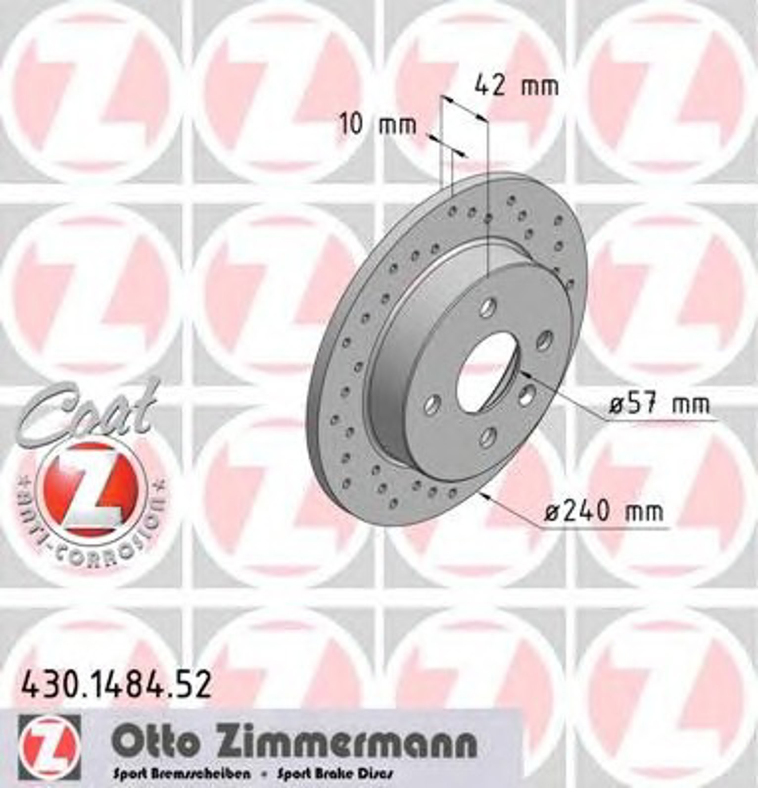 430.1484.52 ZIMMERMANN Диск тормозной