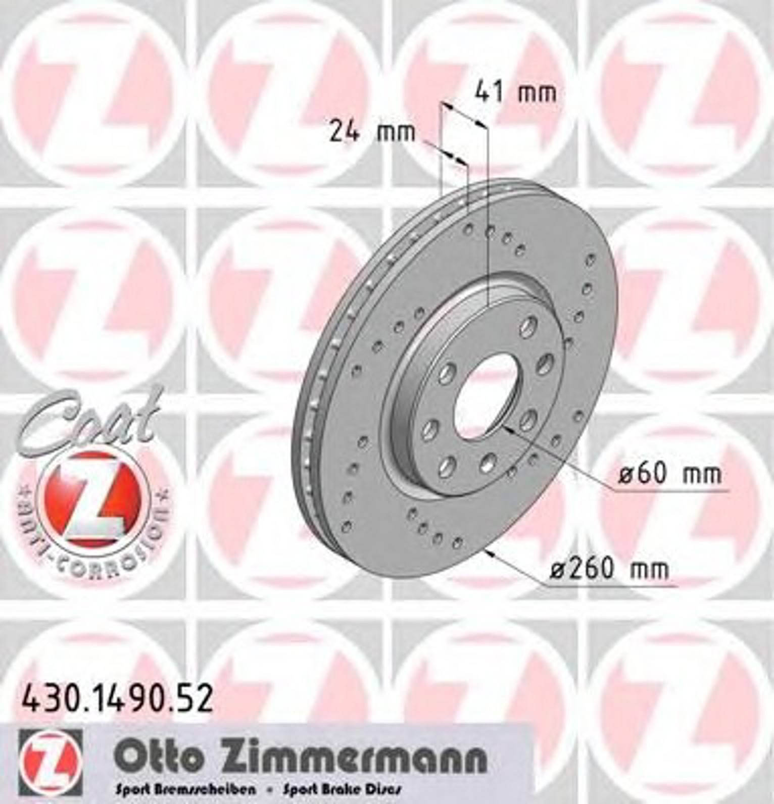 430.1490.52 ZIMMERMANN Диск тормозной