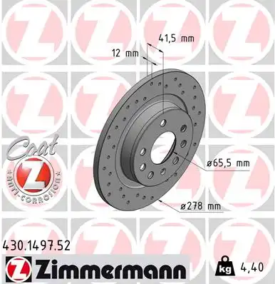 430.1497.52 ZIMMERMANN тормозные диски