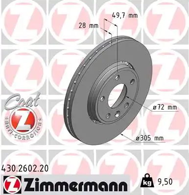 тормозные диски ZIMMERMANN 430.2602.20