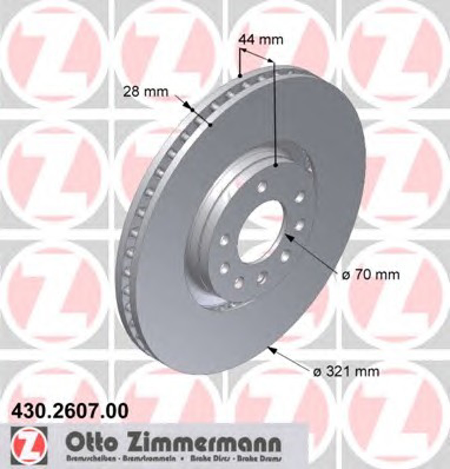 430.2607.00 ZIMMERMANN Диск тормозной