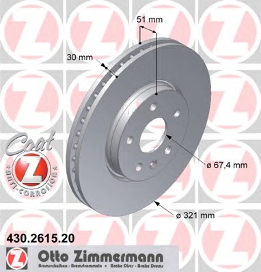 430.2615.20 ZIMMERMANN Тормозные диски