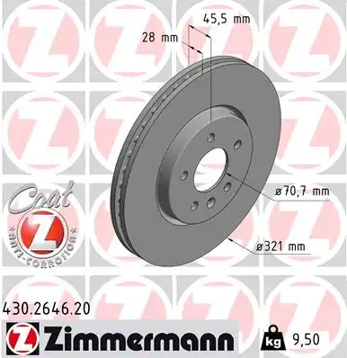 Диск тормозной opel insignia b 17- ZIMMERMANN 430.2646.20