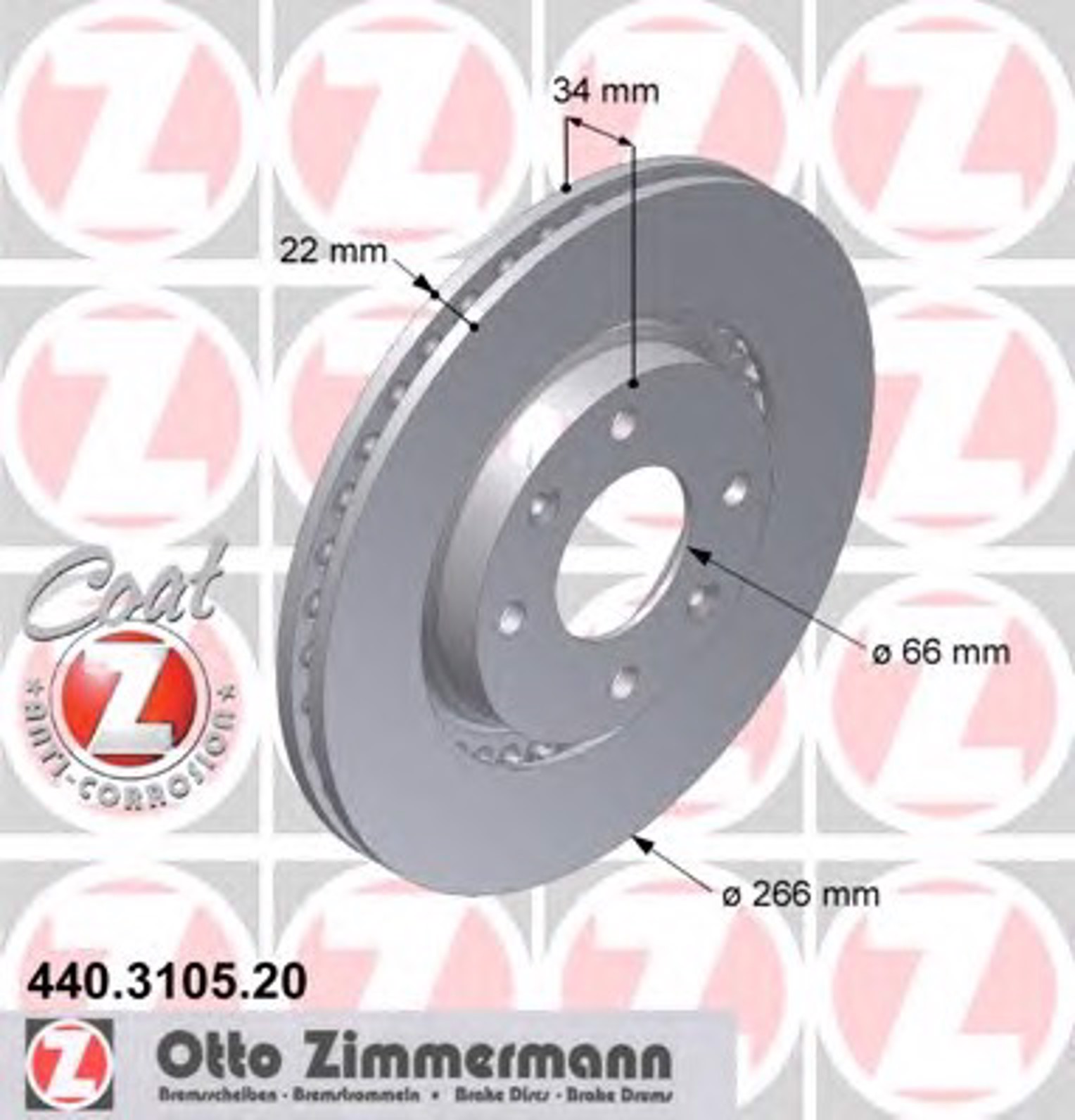 440.3105.20 ZIMMERMANN тормозные диски