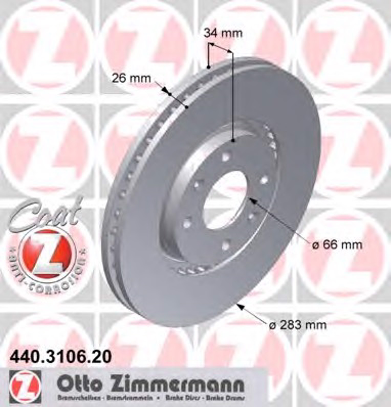 440.3106.20 ZIMMERMANN тормозные диски