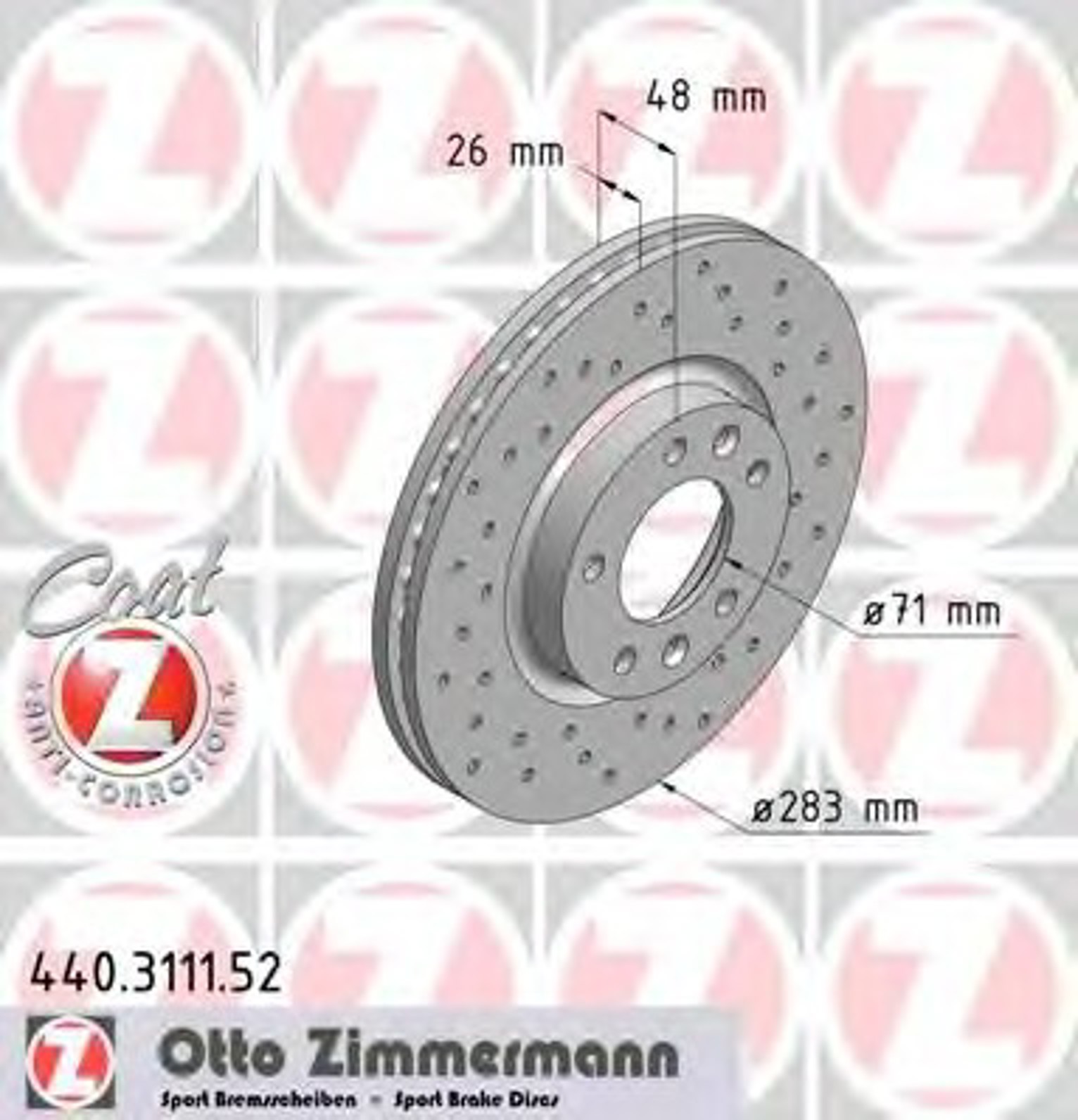 Диск тормозной ZIMMERMANN 440.3111.52
