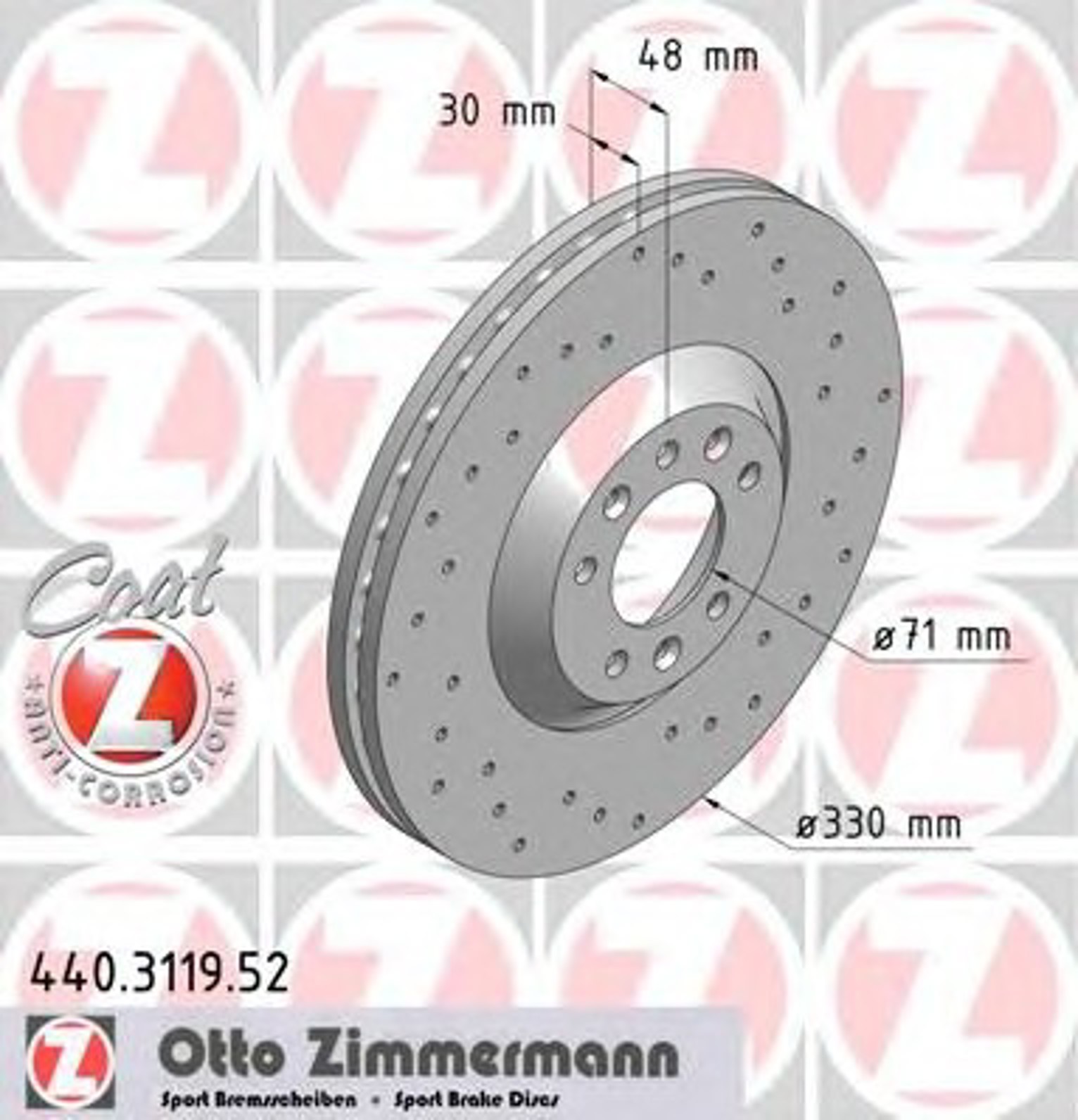 Диск тормозной ZIMMERMANN 440.3119.52
