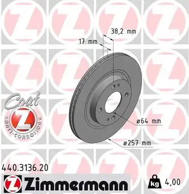 Диск тормозной ZIMMERMANN 440.3136.20