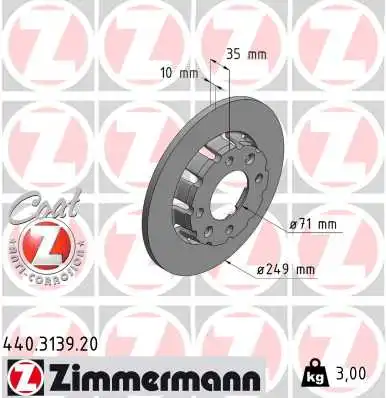 Диск тормозной перед opel corsa peugeot 2008 19- ZIMMERMANN 440.3139.20