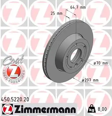 Диск тормозной ZIMMERMANN 450.5220.20
