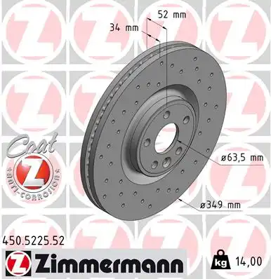 450.5225.52 ZIMMERMANN Диск тормозной