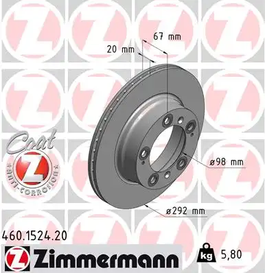 тормозные диски ZIMMERMANN 460.1524.20