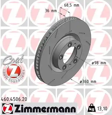 Диск тормозной ZIMMERMANN 460.4506.20