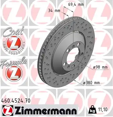 Диск тормозной ZIMMERMANN 460.4524.70