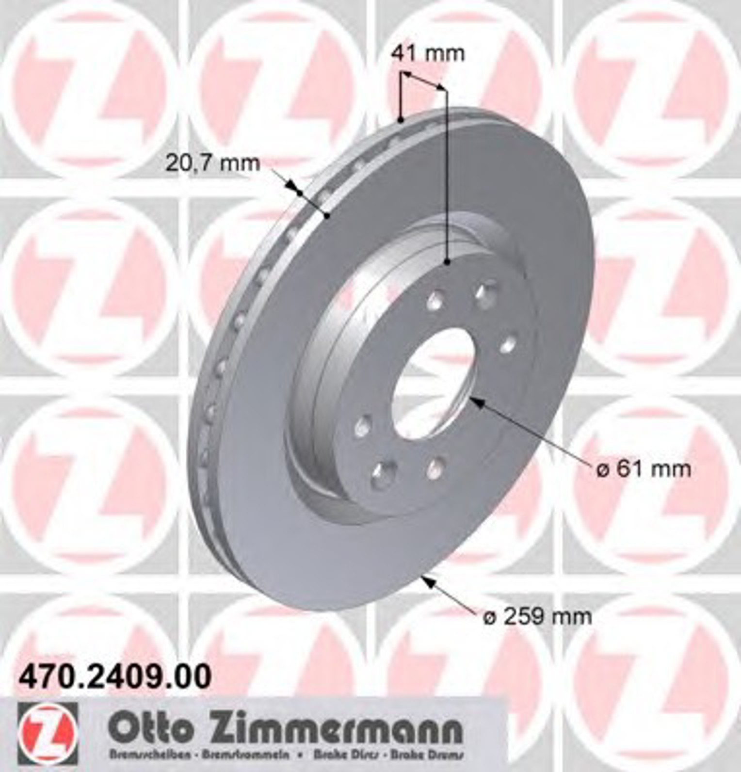 470.2409.00 ZIMMERMANN Диск тормозной