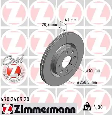 470.2409.20 ZIMMERMANN тормозные диски