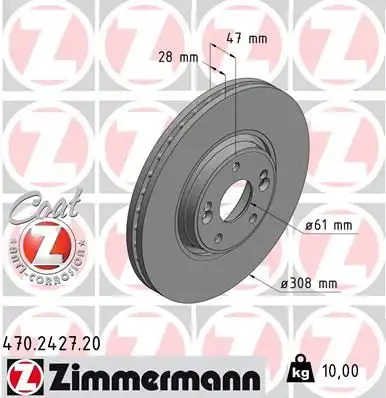 470.2427.20 ZIMMERMANN тормозные диски