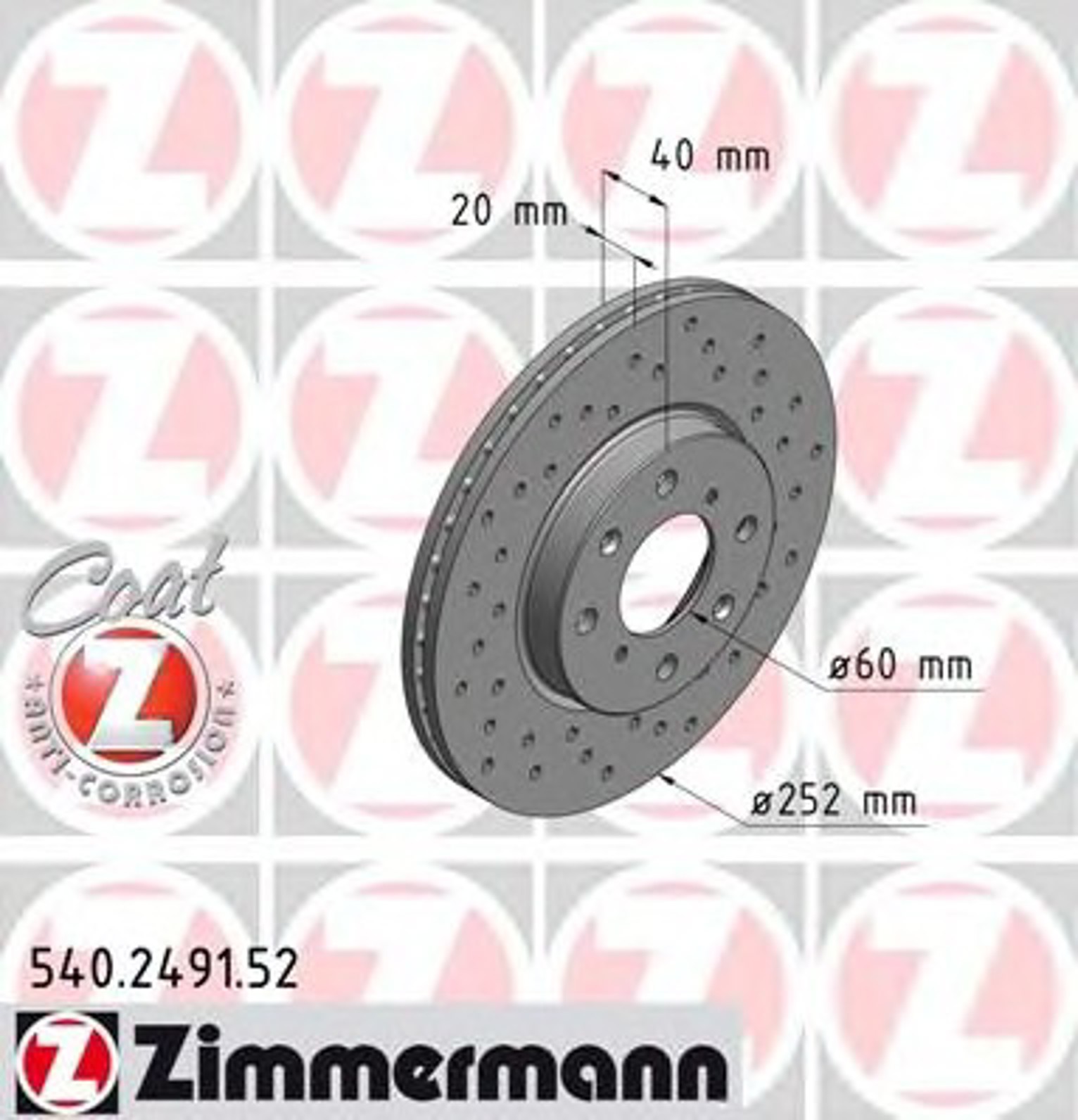 Диск тормозной ZIMMERMANN 540.2491.52