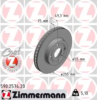 590.2574.20 ZIMMERMANN тормозные диски