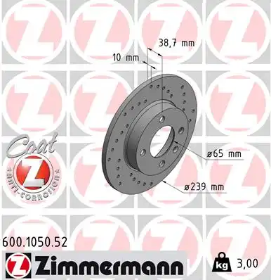 тормозные диски ZIMMERMANN 600.1050.52