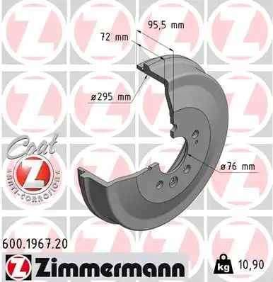 Тормозной барабан ZIMMERMANN 600.1967.20