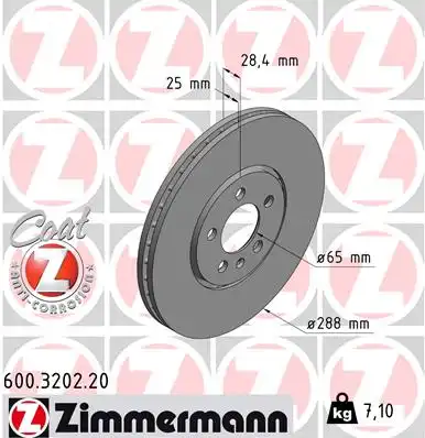 600.3202.20 ZIMMERMANN тормозные диски