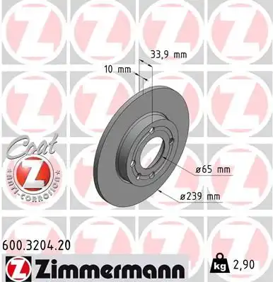 тормозные диски ZIMMERMANN 600.3204.20