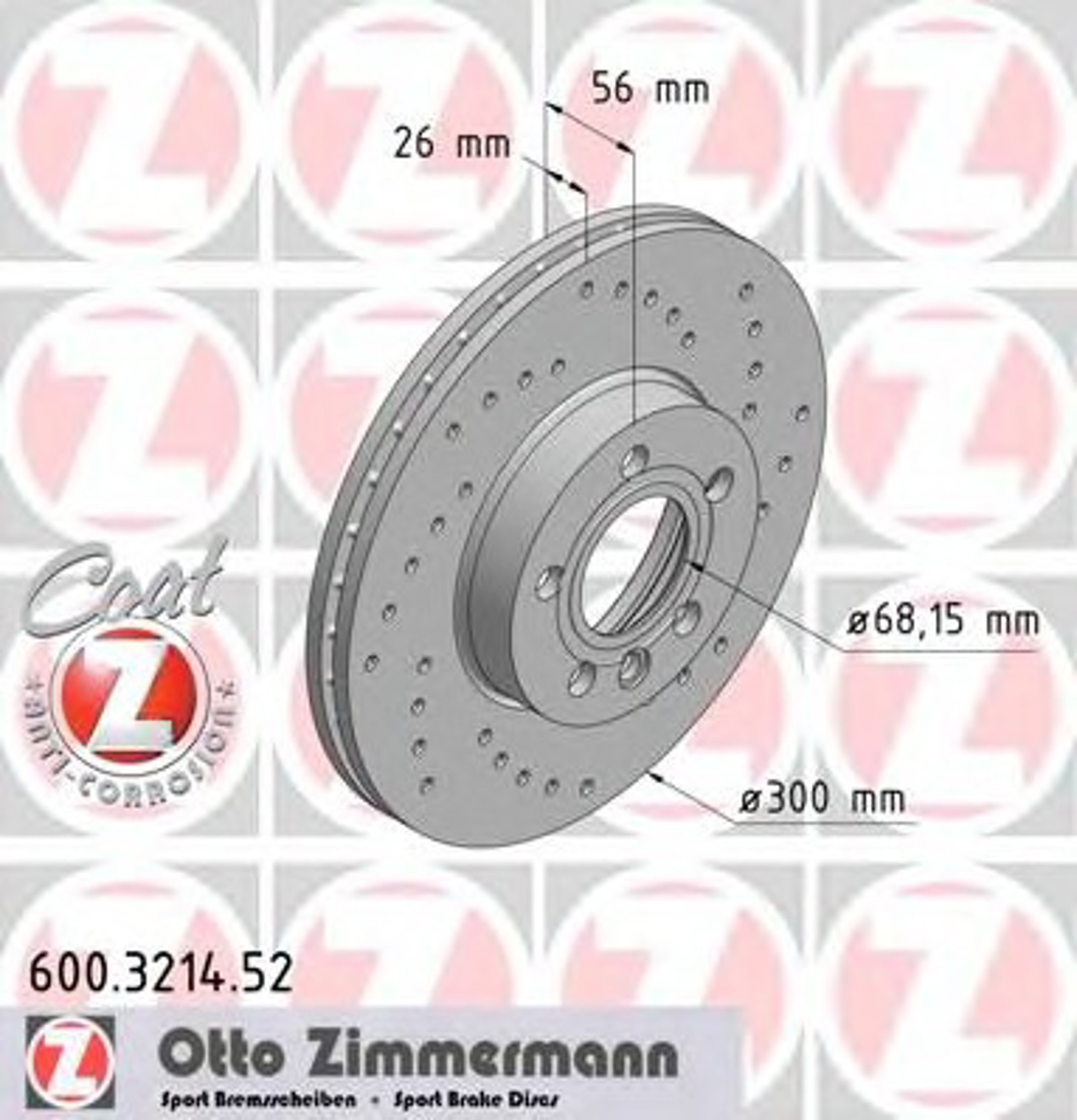 Диск тормозной ZIMMERMANN 600.3214.52
