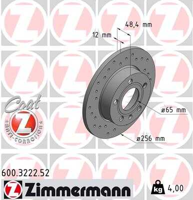 600.3222.52 ZIMMERMANN тормозные диски