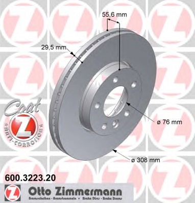 600.3223.20 ZIMMERMANN Тормозные диски