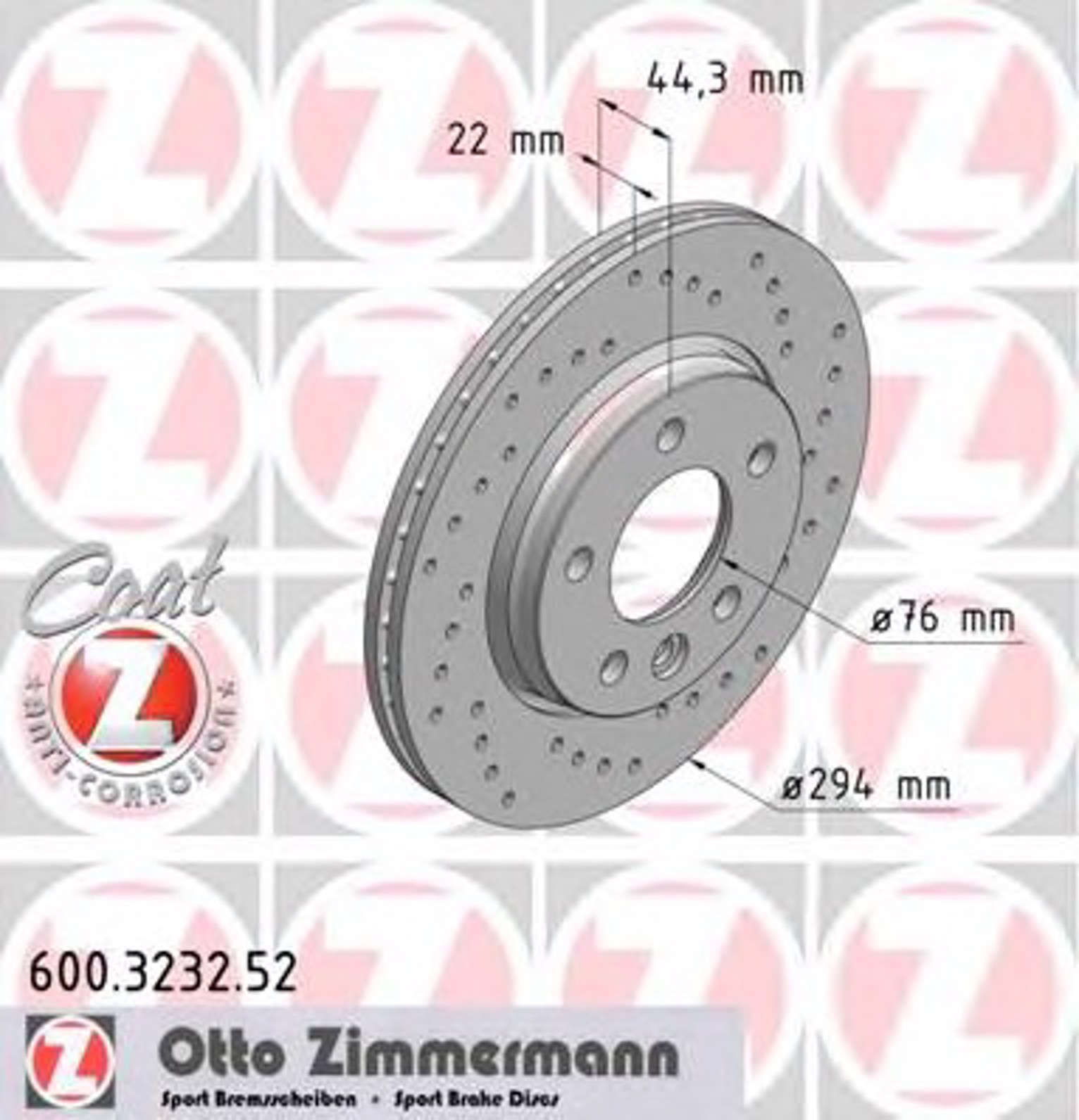 600.3232.52 ZIMMERMANN тормозные диски