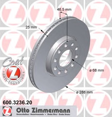 600.3236.20 ZIMMERMANN Тормозные диски