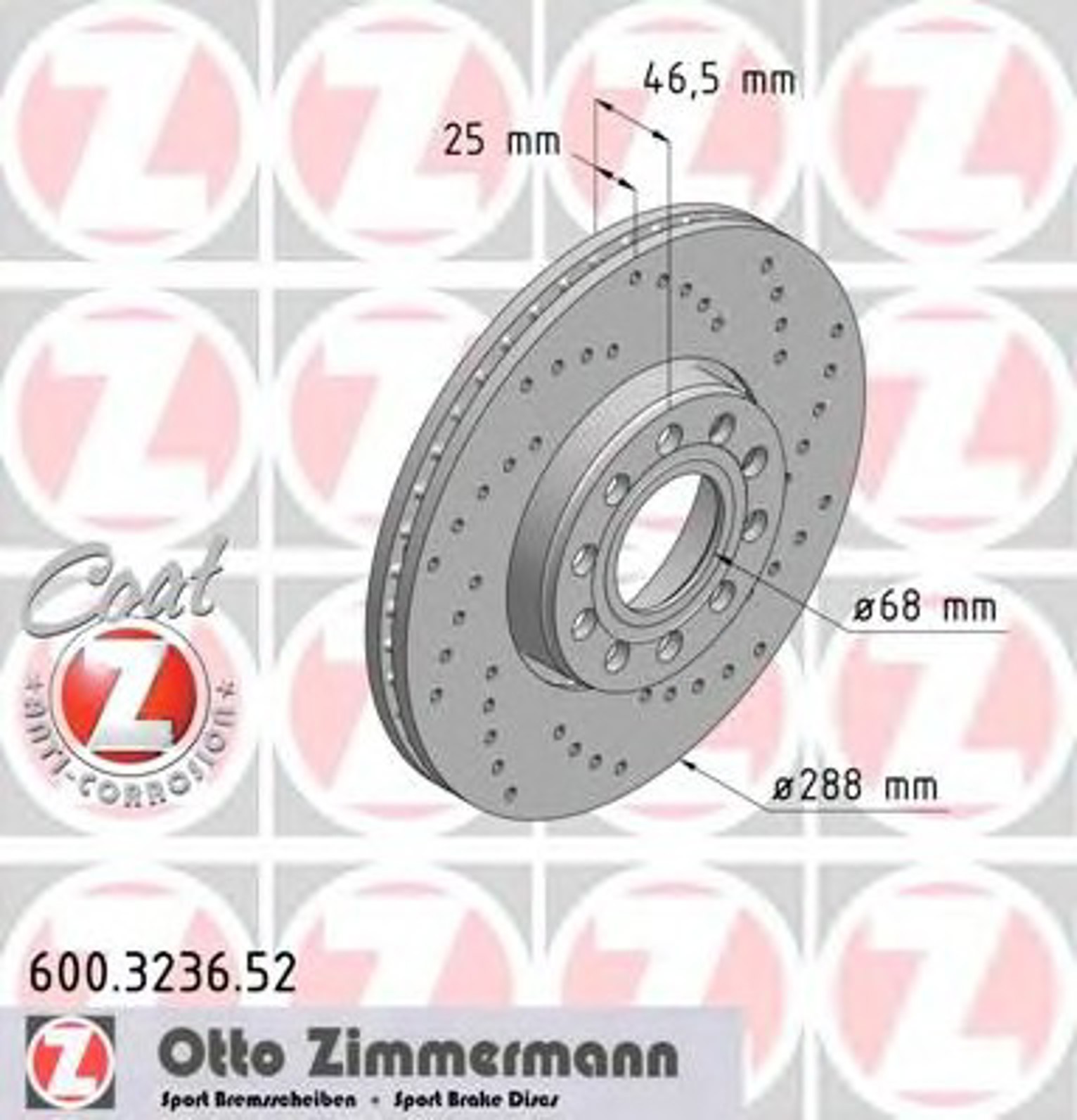 600.3236.52 ZIMMERMANN Диск тормозной