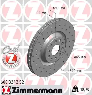 600.3243.52 ZIMMERMANN тормозные диски