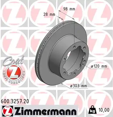 Диск тормозной ZIMMERMANN 600.3257.20