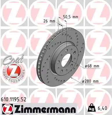 610.1195.52 ZIMMERMANN тормозные диски