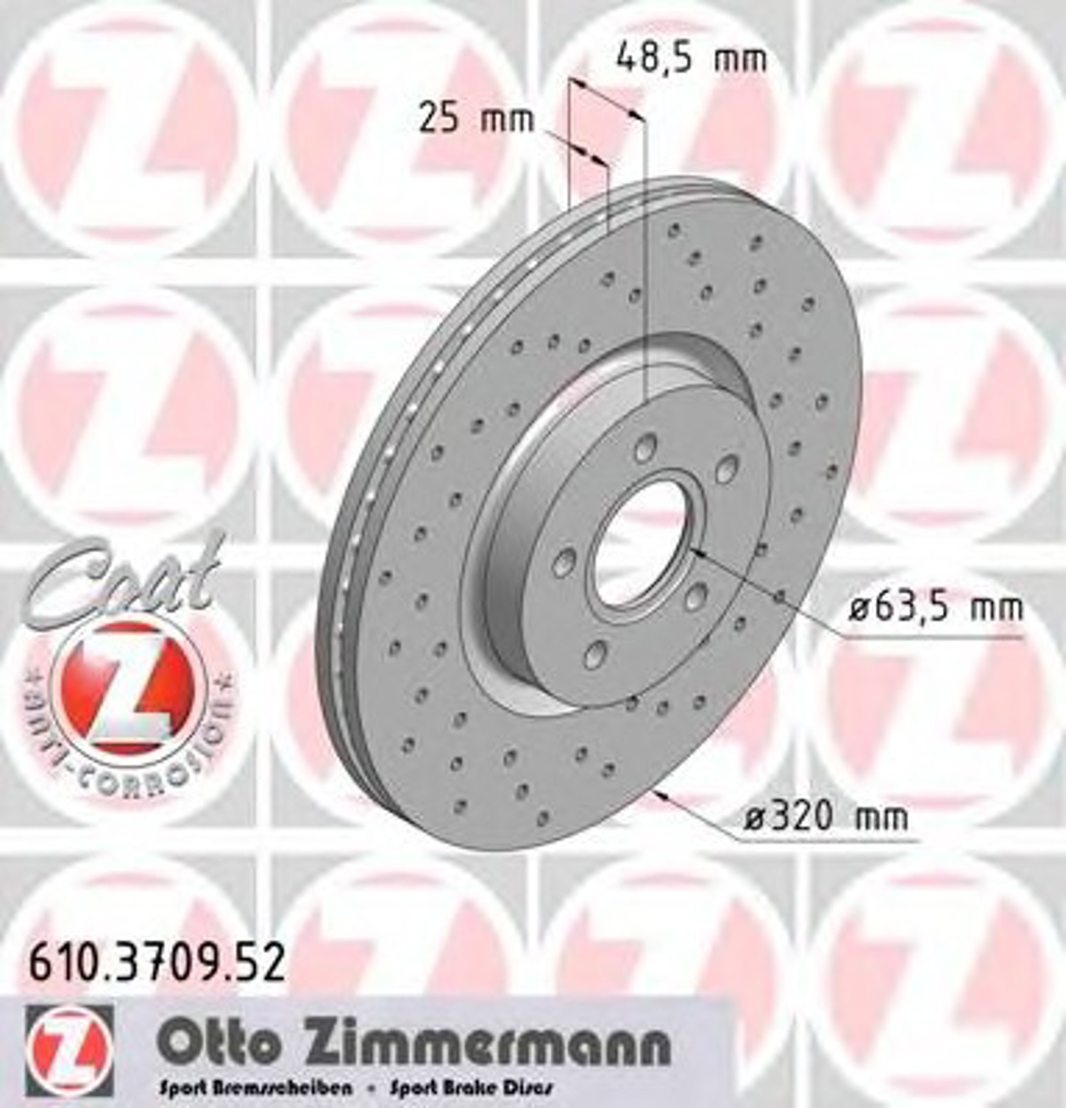 Диск тормозной ZIMMERMANN 610.3709.52