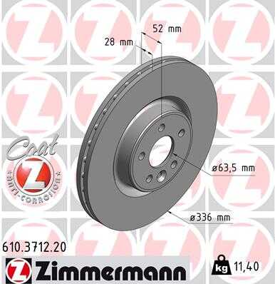 610.3712.20 ZIMMERMANN тормозные диски