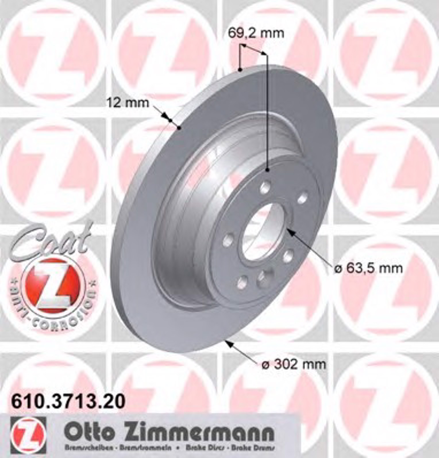 610.3713.20 ZIMMERMANN тормозные диски