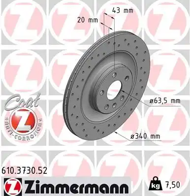 Диск тормозной ZIMMERMANN 610.3730.52