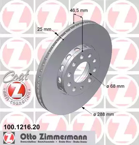 100.1216.20 ZIMMERMANN Тормозные диски