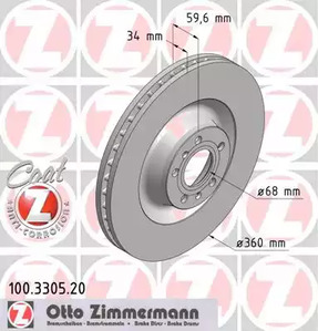 100.3305.20 ZIMMERMANN Тормозные диски