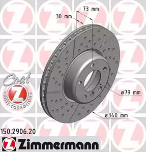 Диск тормозной ZIMMERMANN 150.2906.20