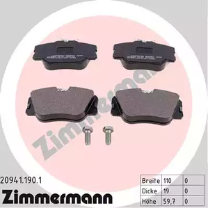 20941.190.1 ZIMMERMANN Колодка тормозная дисковая комплект