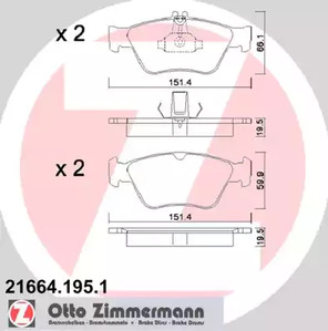 21664.195.1 ZIMMERMANN Колодки тормозные дисковые